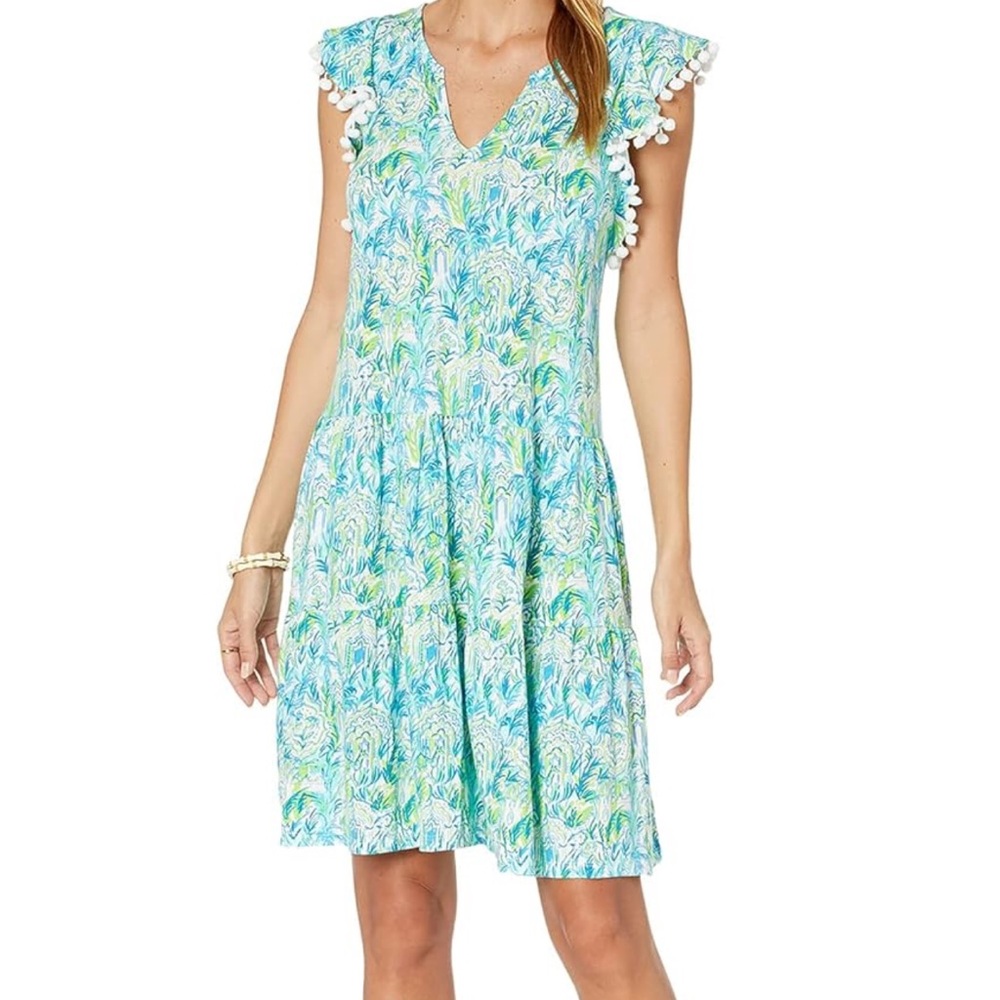 Women's Lilly Pulitzer Blue and Green Floral Dress